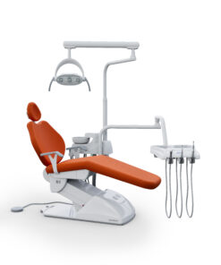 cadeira odontológica Gnatus G1 SF Gnatus couro cor laranja