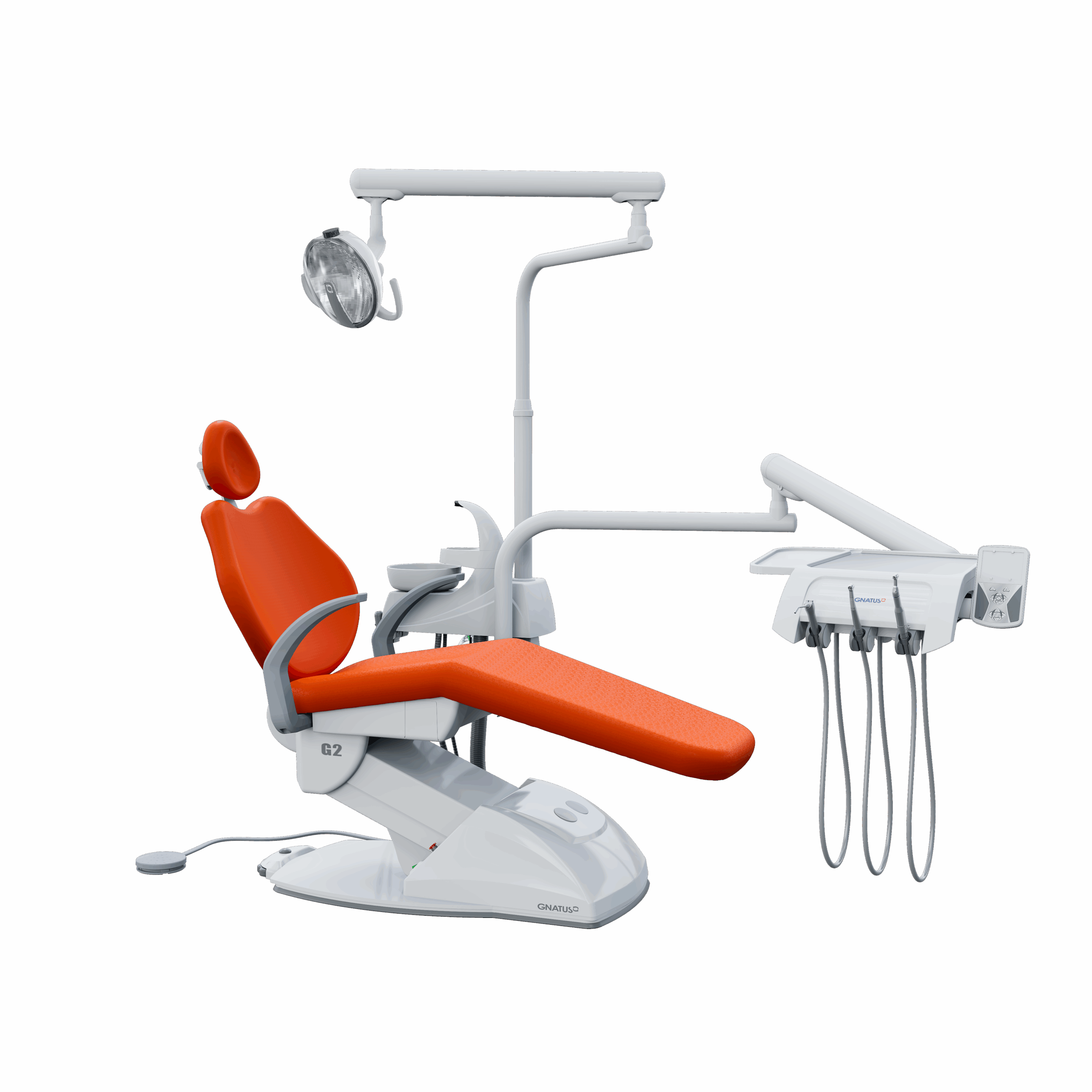 G2 F PVC HOLANDA G2 F - Cadeira Odontológica G2 F - Cadeira Odontológica A cadeira odontológica G2 F Gnatus possui trava com acionamento pneumática, mas leveza aos movimentos. Resistente e seguro, conta com sistema de elevação eletromecânico e base que não necessita de fixação no piso. O encosto da cabeça possui regulagem de altura e o refletor é monofocal, com lâmpada LED. Faça um orçamento conosco através do botão abaixo: