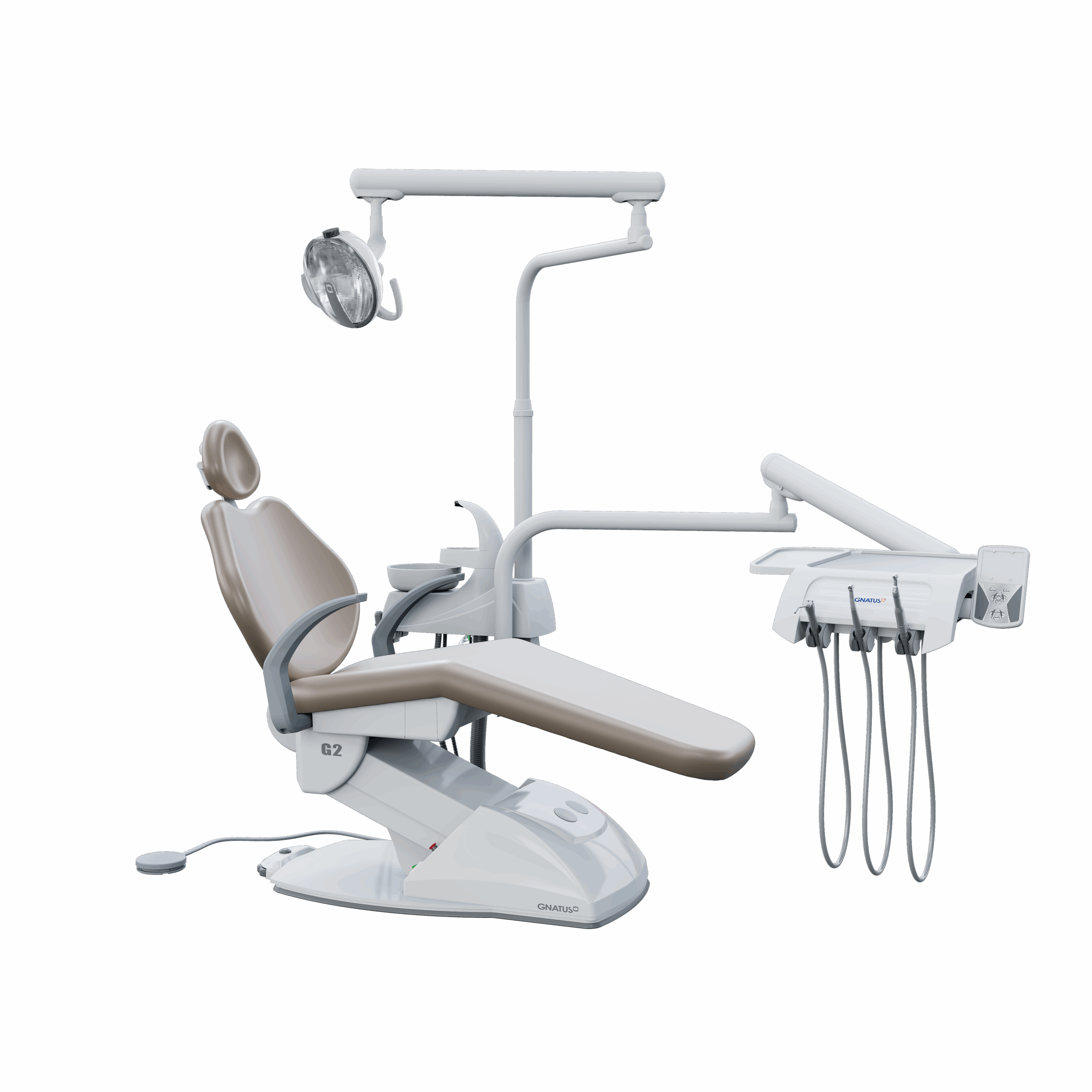 G2 F PVC INGLATERRA G2 F - Cadeira Odontológica G2 F - Cadeira Odontológica A cadeira odontológica G2 F Gnatus possui trava com acionamento pneumática, mas leveza aos movimentos. Resistente e seguro, conta com sistema de elevação eletromecânico e base que não necessita de fixação no piso. O encosto da cabeça possui regulagem de altura e o refletor é monofocal, com lâmpada LED. Faça um orçamento conosco através do botão abaixo: