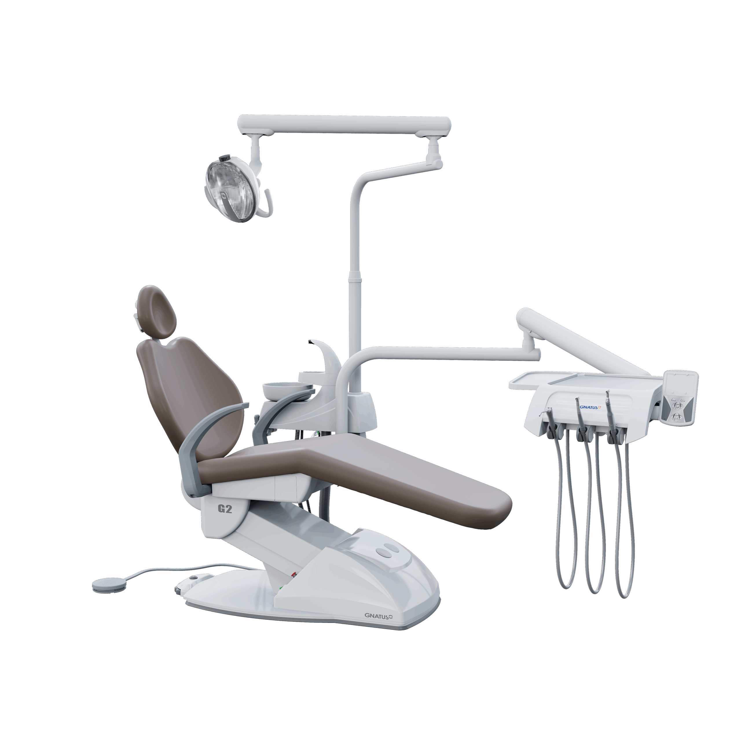 G2 F PVC MARROCOS G2 F - Cadeira Odontológica G2 F - Cadeira Odontológica A cadeira odontológica G2 F Gnatus possui trava com acionamento pneumática, mas leveza aos movimentos. Resistente e seguro, conta com sistema de elevação eletromecânico e base que não necessita de fixação no piso. O encosto da cabeça possui regulagem de altura e o refletor é monofocal, com lâmpada LED. Faça um orçamento conosco através do botão abaixo: