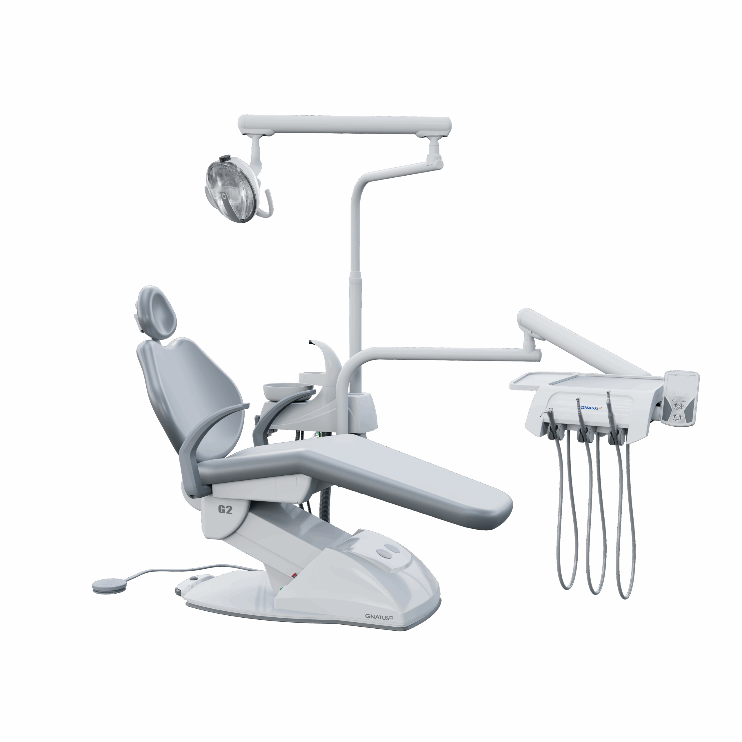 G2 F PVC MONACO G2 F - Cadeira Odontológica G2 F - Cadeira Odontológica A cadeira odontológica G2 F Gnatus possui trava com acionamento pneumática, mas leveza aos movimentos. Resistente e seguro, conta com sistema de elevação eletromecânico e base que não necessita de fixação no piso. O encosto da cabeça possui regulagem de altura e o refletor é monofocal, com lâmpada LED. Faça um orçamento conosco através do botão abaixo: