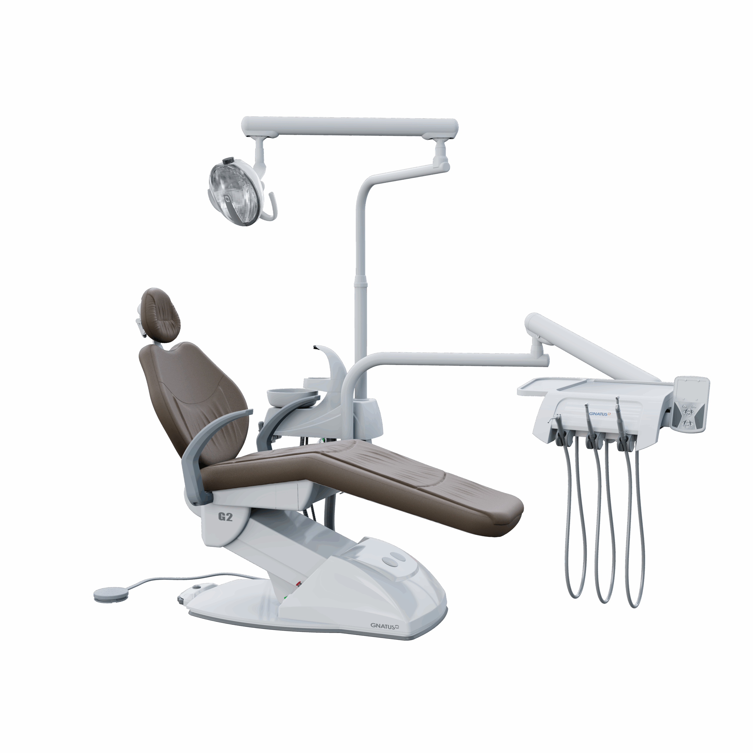 G2 F_CAIRO G2 F - Cadeira Odontológica G2 F - Cadeira Odontológica A cadeira odontológica G2 F Gnatus possui trava com acionamento pneumática, mas leveza aos movimentos. Resistente e seguro, conta com sistema de elevação eletromecânico e base que não necessita de fixação no piso. O encosto da cabeça possui regulagem de altura e o refletor é monofocal, com lâmpada LED. Faça um orçamento conosco através do botão abaixo: