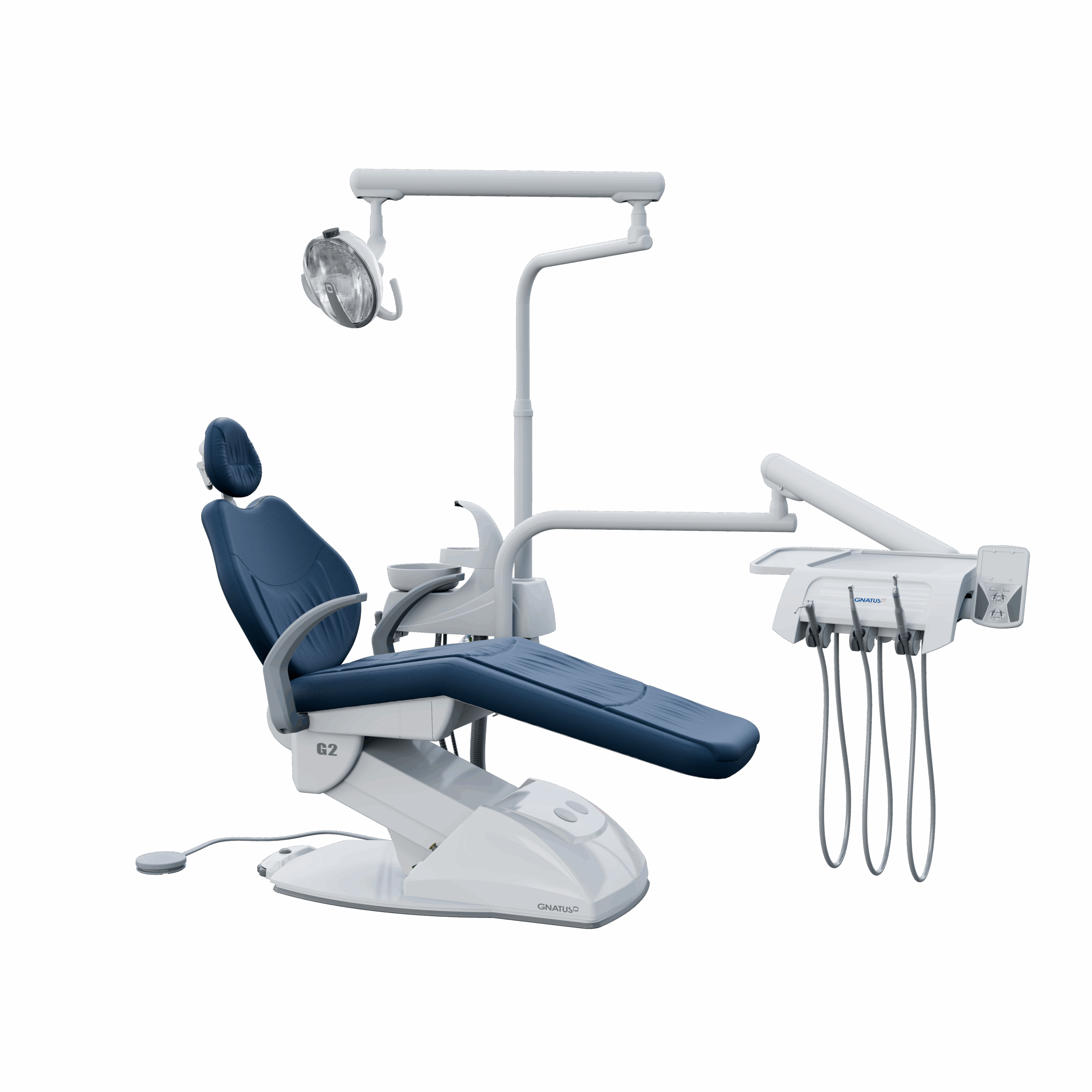 G2 F_NEWYORK G2 F - Cadeira Odontológica G2 F - Cadeira Odontológica A cadeira odontológica G2 F Gnatus possui trava com acionamento pneumática, mas leveza aos movimentos. Resistente e seguro, conta com sistema de elevação eletromecânico e base que não necessita de fixação no piso. O encosto da cabeça possui regulagem de altura e o refletor é monofocal, com lâmpada LED. Faça um orçamento conosco através do botão abaixo: