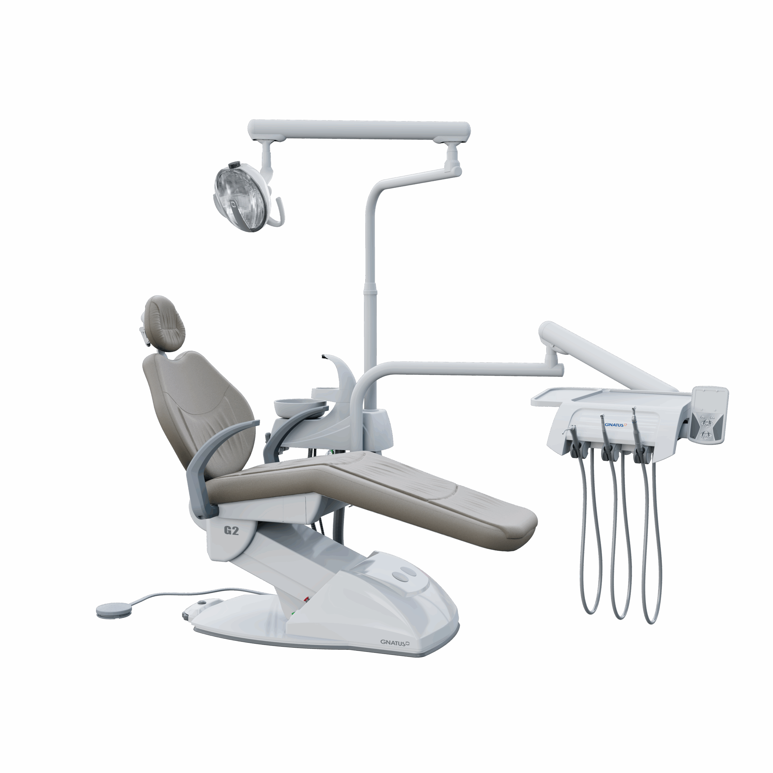 G2 F_PARIS G2 F - Cadeira Odontológica G2 F - Cadeira Odontológica A cadeira odontológica G2 F Gnatus possui trava com acionamento pneumática, mas leveza aos movimentos. Resistente e seguro, conta com sistema de elevação eletromecânico e base que não necessita de fixação no piso. O encosto da cabeça possui regulagem de altura e o refletor é monofocal, com lâmpada LED. Faça um orçamento conosco através do botão abaixo: