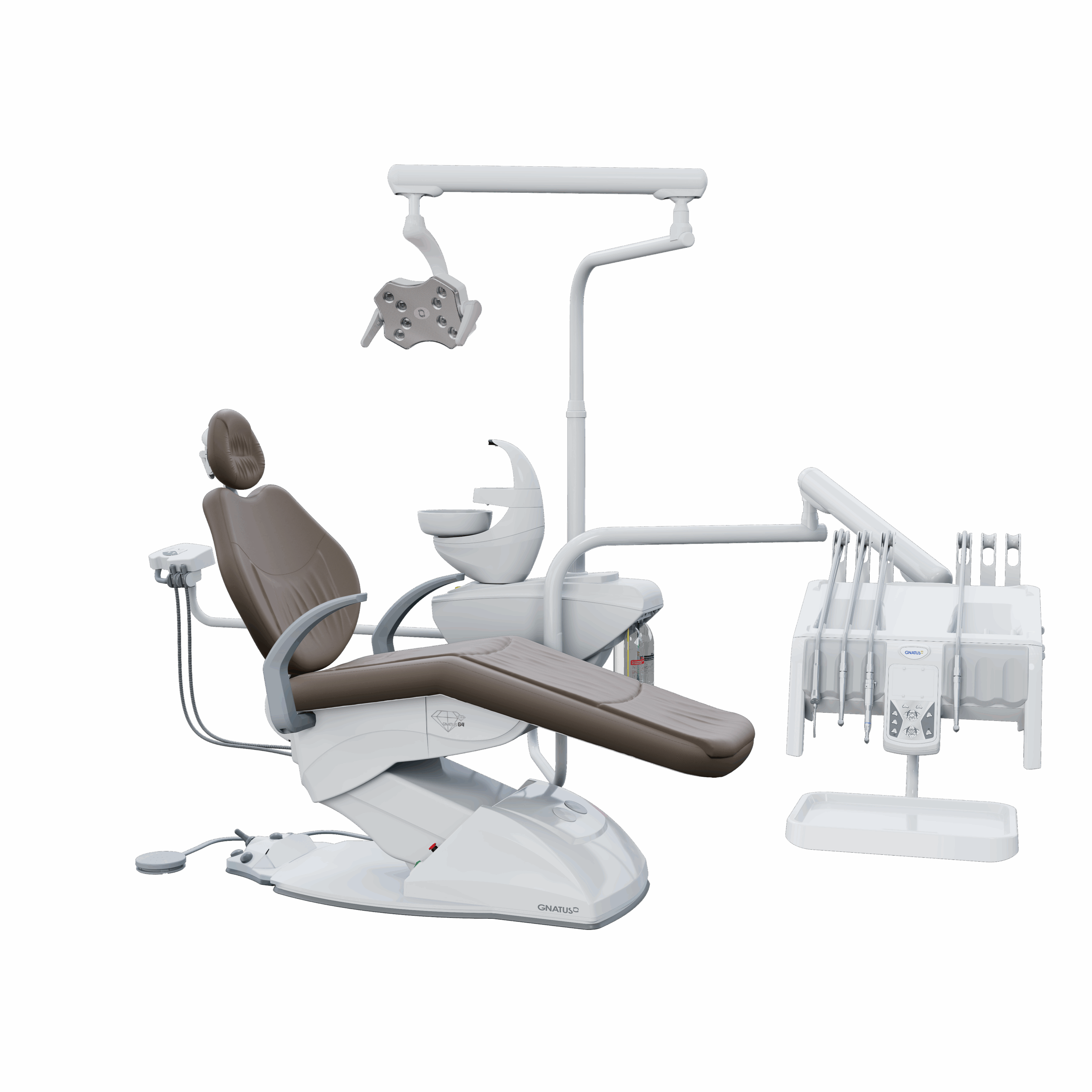 G4 H COURO_CAIRO G4 H - Cadeira Odontológica G4 H Cadeira Odontológica HASTES RETRÁTEIS: BELEZA, PODER E MUITA SOFISTICAÇÃO. Seu pedal de comandos joystick é ainda mais prático e fácil de usar, com diversas programações. O equipo também possui comandos PAD para acionar as funções do consultório e opções com hastes convencionais ou retráteis. A unidade de água possui sensor de proximidade e o refletor com iluminação intensa da lâmpada de LED.