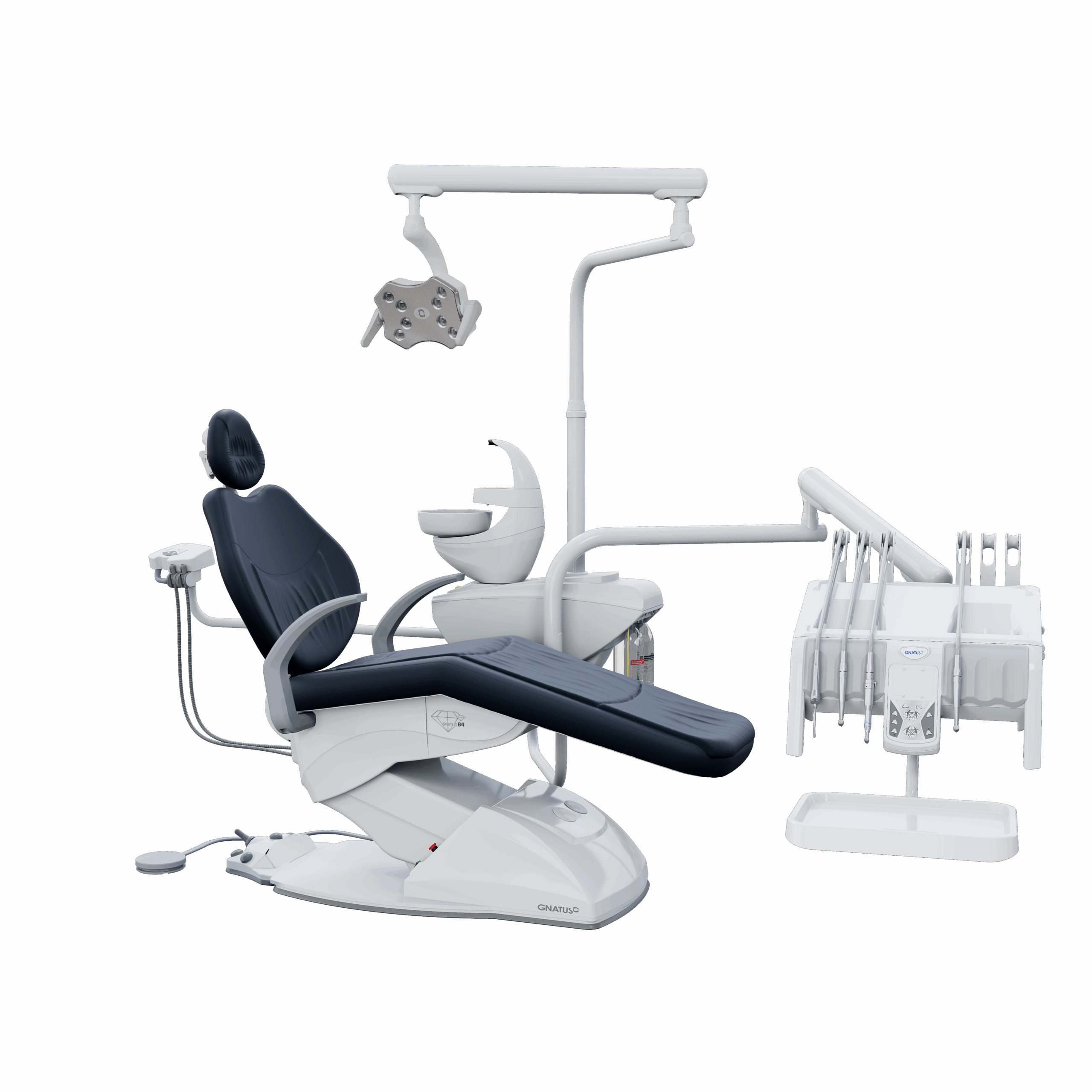 G4 H COURO_DUBAI G4 H - Cadeira Odontológica G4 H Cadeira Odontológica HASTES RETRÁTEIS: BELEZA, PODER E MUITA SOFISTICAÇÃO. Seu pedal de comandos joystick é ainda mais prático e fácil de usar, com diversas programações. O equipo também possui comandos PAD para acionar as funções do consultório e opções com hastes convencionais ou retráteis. A unidade de água possui sensor de proximidade e o refletor com iluminação intensa da lâmpada de LED.