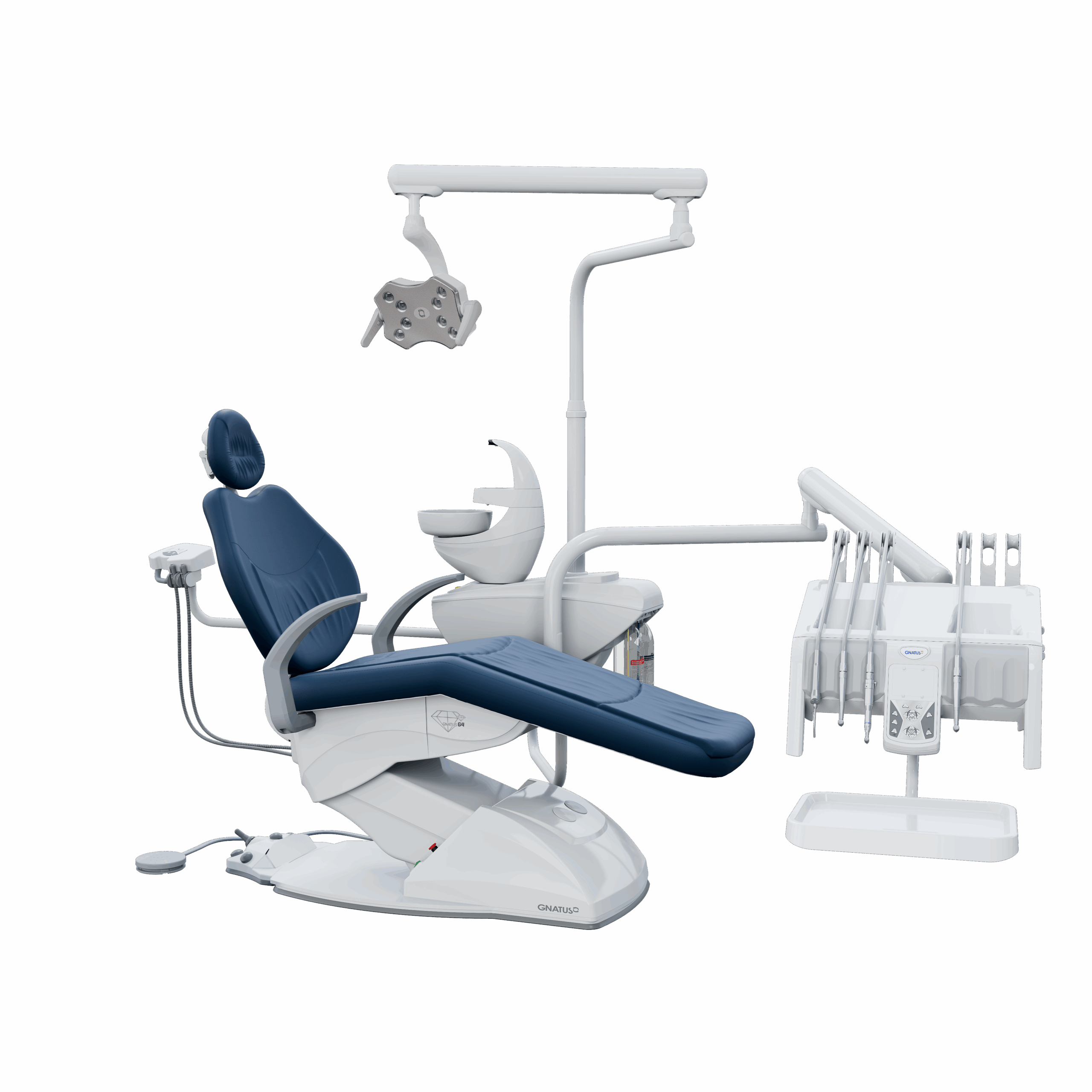 G4 H COURO_NEWYORK G4 H - Cadeira Odontológica G4 H Cadeira Odontológica HASTES RETRÁTEIS: BELEZA, PODER E MUITA SOFISTICAÇÃO. Seu pedal de comandos joystick é ainda mais prático e fácil de usar, com diversas programações. O equipo também possui comandos PAD para acionar as funções do consultório e opções com hastes convencionais ou retráteis. A unidade de água possui sensor de proximidade e o refletor com iluminação intensa da lâmpada de LED.