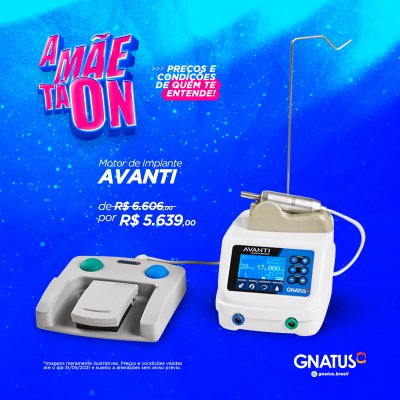 A mãe ta on na Gnatus Dentistas produtos odontologicos mais baratos Tenha os melhores equipamentos com a maior qualidade, que seus atendimentos precisam. Neste mês agimos como mãe e queremos surpreender você com as melhores ofertas.   Alta Rotação com design ergonômico que permite o alto desempenho, em conjunto o modulo workstation que utiliza uma conexão bordem ou midwest de qualquer equipo odontológico e o transforma em uma conexão midwest com energia, compatível com as altas rotações com Led da Gnatus.   Uma nova geração de jato de bicarbonato que permite precisão ao trabalho e melhor sensibilidade do campo operatório.   Um kit profilaxia portátil para que você possa garantir toda a sua eficiência em seus procedimentos preventivos e estéticos sem ficar preso a um espaço. Além de contar com duas opções de escolha para o Easy sonic, essa opção com garrafa pressurizada. Além de contar com duas opções de escolha para o Easy sonic, essa opção sem a garrafa pressurizada.   Sem barulho, é só trabalhar no dente com 200.000 rpm de forma suave e rápida. Com o menor micromotor elétrico do mercado você garante um trabalho de excelência e tranquilidade reduzindo a fadiga no pulso durante a preparação natural dos dentes e que pode ser acoplado diretamente em seu equipo, potencializando ainda mais seu consultório.   Uma peça chave em procedimentos cirúrgicos, não pode faltar em seu consultório. Compre agora o motor cirúrgico Avanti S e tenha a garantia de que ele será entregue no menor prazo do mercado. Extremamente versátil, com o seu pedal multifunção, você poderá controlar o acionamento do micromotor, seleciona a programação, reverte o sentido de rotação e liga/desliga a irrigação. Veja o motor de implante aqui.   Os sensores digitais possuem design sofisticado proporcionando uma visibilidade para diagnósticos sem risco e uma qualidade de imagem insuperável em menos de 5 segundos.     Desde a higienização até a tecnologia a palma da mão com o sensor digital, preparamos com carinho oportunidades incríveis para você, porque a gente te entende e sabe o que é melhor para você.     Preencha seus dados e receba um contato de um de nosso consultores de venda.  