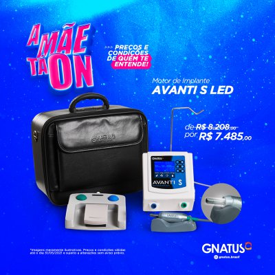A mãe ta on na Gnatus Dentistas produtos odontologicos mais baratos Tenha os melhores equipamentos com a maior qualidade, que seus atendimentos precisam. Neste mês agimos como mãe e queremos surpreender você com as melhores ofertas.   Alta Rotação com design ergonômico que permite o alto desempenho, em conjunto o modulo workstation que utiliza uma conexão bordem ou midwest de qualquer equipo odontológico e o transforma em uma conexão midwest com energia, compatível com as altas rotações com Led da Gnatus.   Uma nova geração de jato de bicarbonato que permite precisão ao trabalho e melhor sensibilidade do campo operatório.   Um kit profilaxia portátil para que você possa garantir toda a sua eficiência em seus procedimentos preventivos e estéticos sem ficar preso a um espaço. Além de contar com duas opções de escolha para o Easy sonic, essa opção com garrafa pressurizada. Além de contar com duas opções de escolha para o Easy sonic, essa opção sem a garrafa pressurizada.   Sem barulho, é só trabalhar no dente com 200.000 rpm de forma suave e rápida. Com o menor micromotor elétrico do mercado você garante um trabalho de excelência e tranquilidade reduzindo a fadiga no pulso durante a preparação natural dos dentes e que pode ser acoplado diretamente em seu equipo, potencializando ainda mais seu consultório.   Uma peça chave em procedimentos cirúrgicos, não pode faltar em seu consultório. Compre agora o motor cirúrgico Avanti S e tenha a garantia de que ele será entregue no menor prazo do mercado. Extremamente versátil, com o seu pedal multifunção, você poderá controlar o acionamento do micromotor, seleciona a programação, reverte o sentido de rotação e liga/desliga a irrigação. Veja o motor de implante aqui.   Os sensores digitais possuem design sofisticado proporcionando uma visibilidade para diagnósticos sem risco e uma qualidade de imagem insuperável em menos de 5 segundos.     Desde a higienização até a tecnologia a palma da mão com o sensor digital, preparamos com carinho oportunidades incríveis para você, porque a gente te entende e sabe o que é melhor para você.     Preencha seus dados e receba um contato de um de nosso consultores de venda.  
