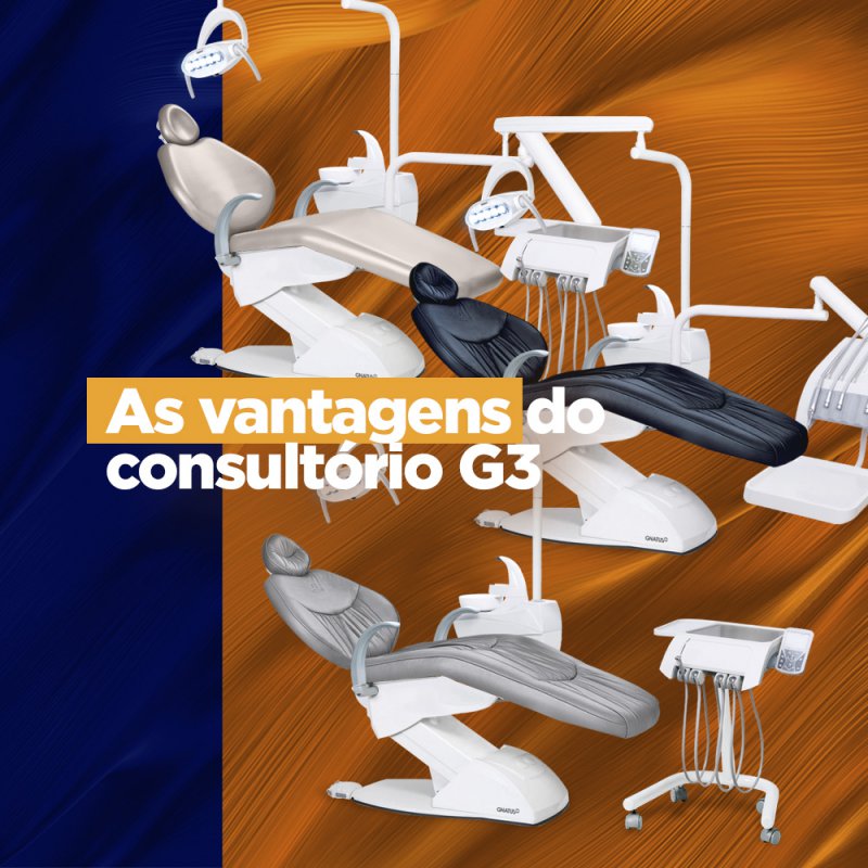 As vantagens do consultório G3 As vantagens do consultório G3 Desenhada para proporcionar todo conforto ao paciente e garantir o acesso de toda tecnologia que um consultório odontológico possa ter ao profissional. As G3 podem abrilhantar sua clínica em 13 cores diferentes entre PVCROM e couro.