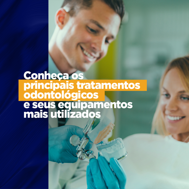 Conheça os principais tratamentos odontológicos e seus equipamentos mais utilizados Conheça os principais tratamentos odontológicos e seus equipamentos mais utilizados A odontologia é bem ampla e é possível ser especialista na área em que você tem mais interesse. Mas para entrar de cabeça no seu ramo, já penso quais são os principais tratamentos realizados na especialização e quais são os produtos mais indicados para elas?