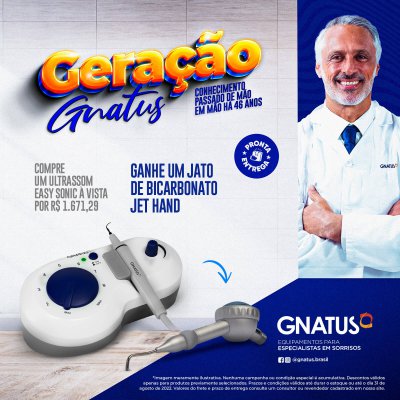 Geração Gnatus - Descontos Especiais Geração Gnatus A Geração Gnatus segue aplicando seu conhecimento para desenvolver inovações para tornar seu consultório cada vez melhor e mais lucrativo.