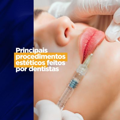 Principais procedimentos estéticos feitos por dentistas especialistas em sorrisos Uma chateação pelo sorriso amarelado, um desconforto pelos sinais de envelhecimento no rosto, uma boca sem sorriso pela falta de um dente e uma vontade de ter os lábios maiores, podem ser reclamações frequentes em um consultório de odontologia e são considerados procedimentos estéticos.