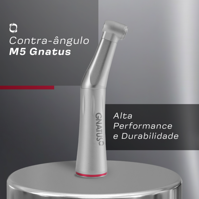 Descubra a excelência do Contra-ângulo M5 da Gnatus. Embarque Imediato Descubra a excelência do Contra-ângulo M5 da Gnatus. Embarque Imediato Com sua estrutura em liga de alumínio e aço inoxidável, ele oferece alta performance e durabilidade para todos os procedimentos odontológicos.