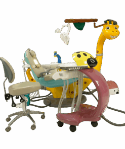 Cadeira odontopediátrica para atendimento infantil formato girafa Gnatus consultório completo