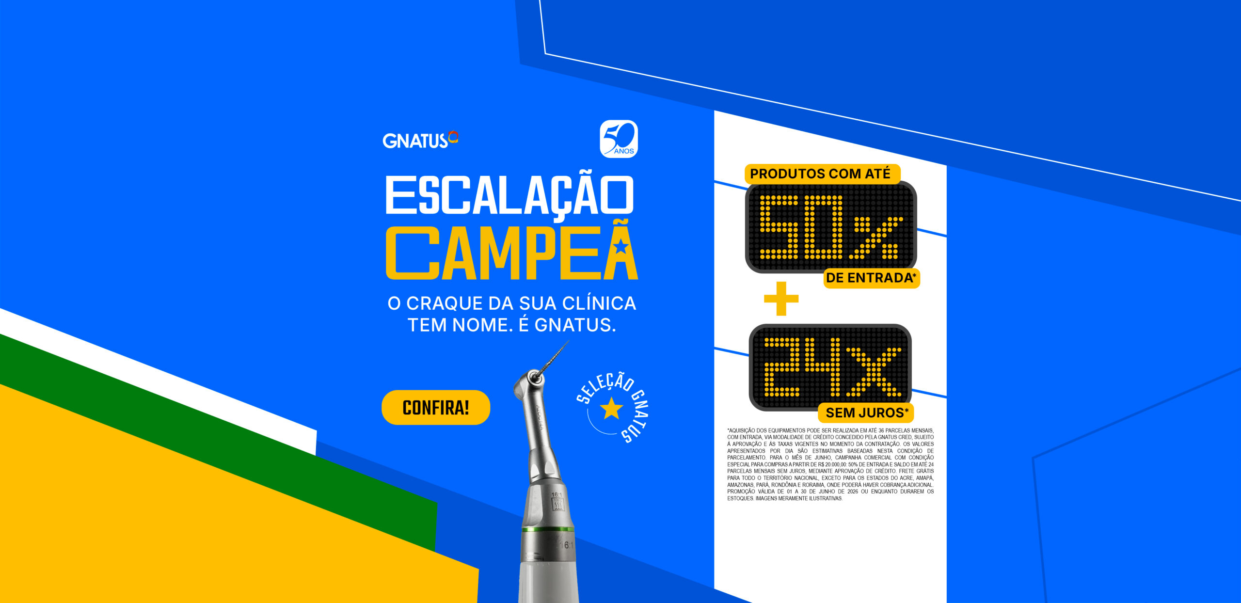 Home Page Produtos Odontológicos Os benefícios dos produtos para consultório odontológico e também para consultórios médicos da Gnatus começam pelo seu investimento contínuo em tecnologia e inovação para proporcionar qualidade de vida, saúde e praticidade ao dia-a-dia dos seus clientes profissionais e dos seus pacientes. Como loja de produtos odontológicos, a Gnatus possui confiabilidade de quem está presente no mercado a um tempo considerável, sem contar que não há terceirização na produção, o que garante padronização e segurança. Não é apenas uma loja revendedora, mas também idealizadora dos produtos e fabricante, alinhando toda a cadeia de produção e tendo como resultado produtos odontológicos de nível máximo de durabilidade e desempenho. O maior catálogo de produtos do setor pode ser encontrado em nossa loja de produtos odontológicos, o que permite que encontre tudo que necessita para o seu consultório em um só local, facilitando as suas compras e garantindo equipamentos com a mesma qualidade.