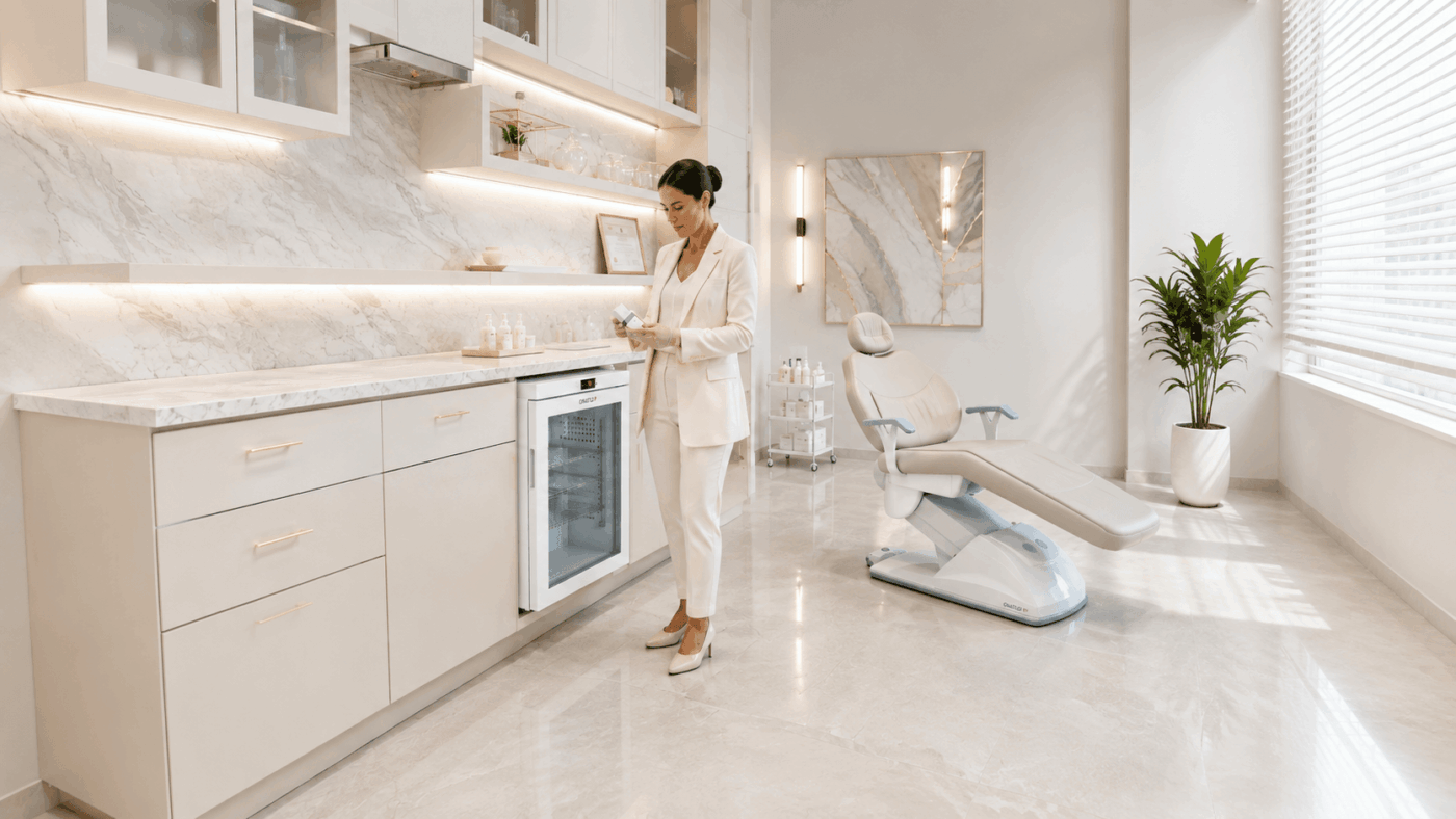 cadeira hof Cadeira HOF em consultório moderno para procedimentos de harmonização facial.